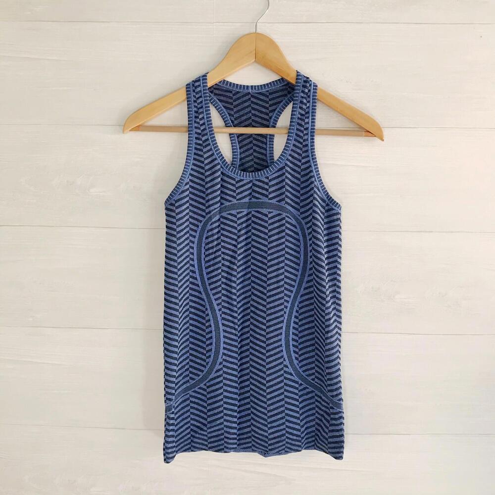 RARE Lululemon - Blue & Black chevron Run Swifty tank top, 4